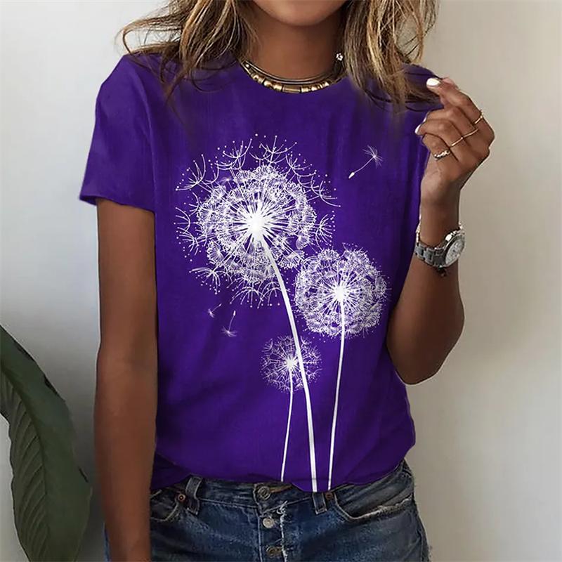 Dandelion 3d Print Cheap Clothes For Woman Female Fashion Loose Y2k Graphic T Shirts Girls Casual Harajuku Street Tshirt Tops