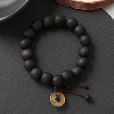 1 Stück Holzperle Neues Buddha-Armband Buddhistisches Armreif Gebetsperlen Kupfermünze Damen Herren Glücksbringer Religiöse Armbänder Anhänger Schmuck