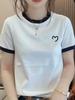 Summer new niche simple love design sweet wind versatile short-sleeved T-shirt women's casual wear color matching top