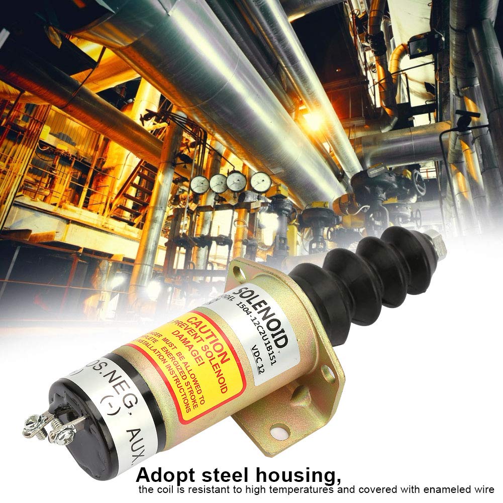 Abschaltmagnetventil Schalter Magnetventil 1504-12C2U1B1S1 12V Stahlgehäuse Motorabschaltung Stopp Magnetventil Ersatzkit 1504-12C2U1B1S1