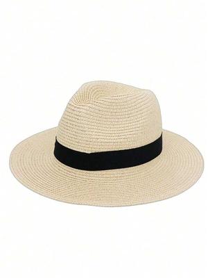 Unisex Wide Brim Straw Hat For Summer Sun Protection Beach Travel