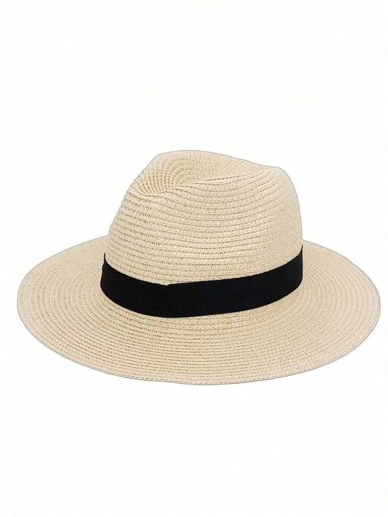 Unisex Wide Brim Straw Hat For Summer Sun Protection Beach Travel