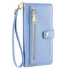 iPhone 17 Flip Case, Wallet Zipper Pocket, Blue