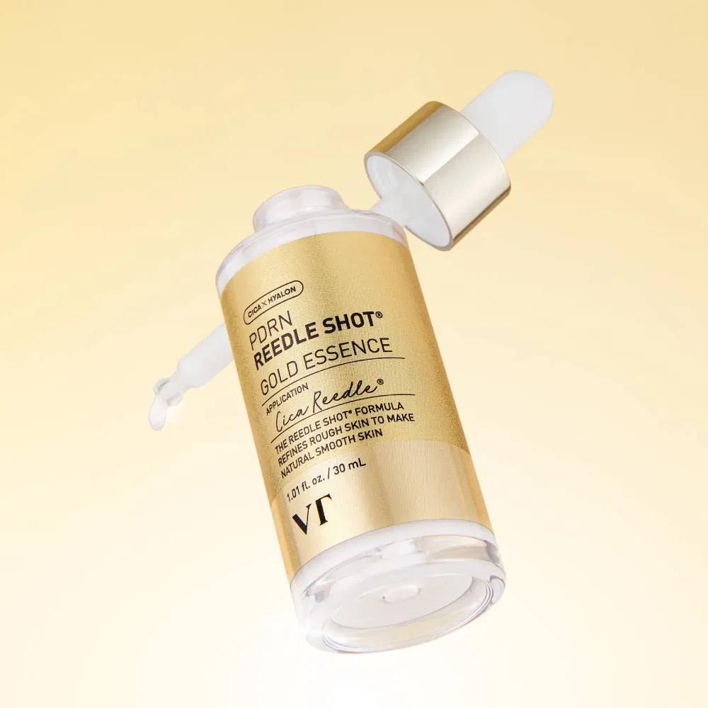 VT Cosmetics PDRN Reedle Shot Gold Essence 30ml Ginseng PDRN 24K Gold Niacinamide Collagen Peptide Firming Hydrating Face Essence