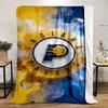 Indiana Pacers logo with yellow and blue theme. Flannel blanket for bedroom, living room, sofa, and nap sofas.