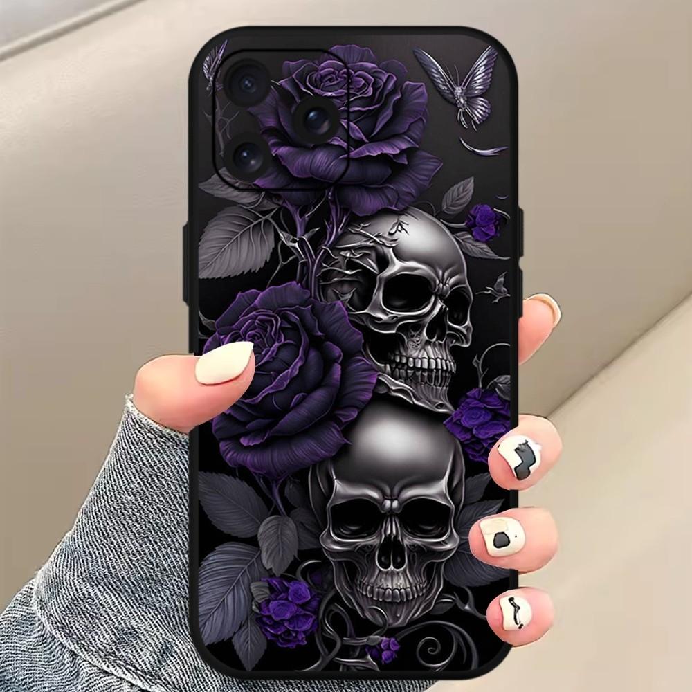 Deluxe Skull Dead Flowers Phone Case For Xiaomi 10 12 Poco M3 X3 Nfc Redmi 10 11S Lite Ultra 4G 5G Black Soft Shelll