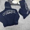 Corteiz Alcatraz Streetwear Mikina s kapucí Set na zip Volný střih Podšitá fleecem Hip Hop styl Dospívající