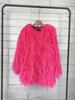 Korean Style Women's Tan Faux Lamb Wool Mid-Length Coat