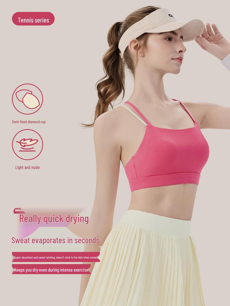 Women's Color-Block Yoga Bra: Two-Shoulder Strap, Fixed Pads, Bare-Back Design, Quick-Dry, Moisture-Wicking.