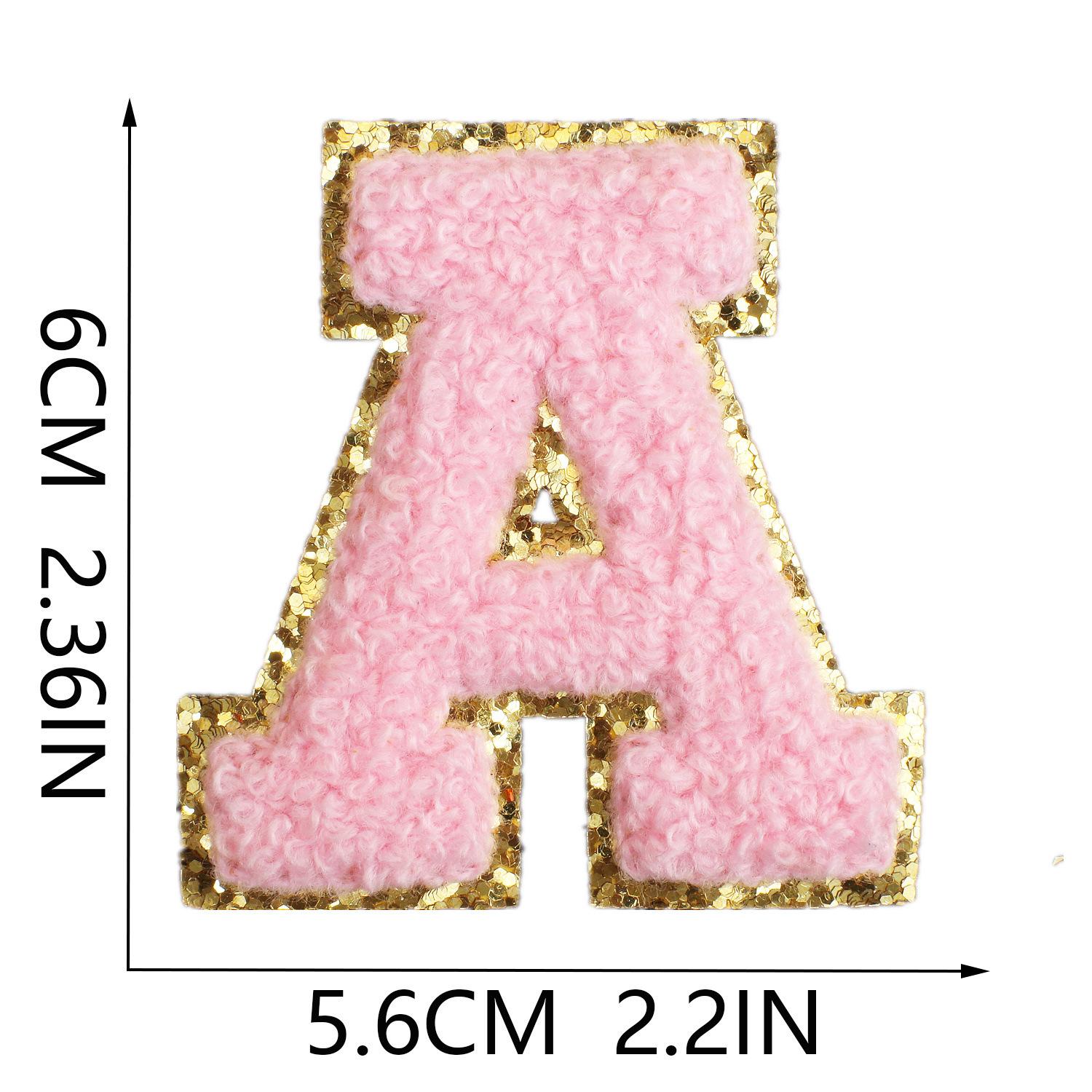 6Cm Towel Embroidery Patch Sticker Pink English Letter Embroidery Sticker Ironing 26 Letters Embroidery Chapter Boy A_3 pieces