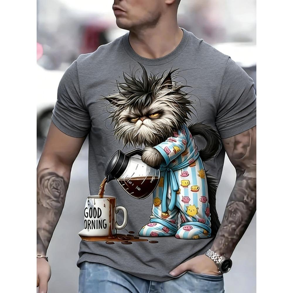 Summer Interesting Animal 3D Printed Men's T-shirt Loose Breathable Large Size Short Sleeved T-shirt
