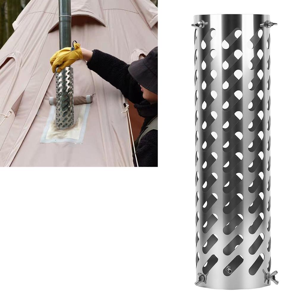 Copertura in Rete Anti Scottatura per Canna Fumaria in Acciaio Inossidabile Isolamento Termico Protezione Tubo Canna Fumaria per Tenda da Campeggio Esterna