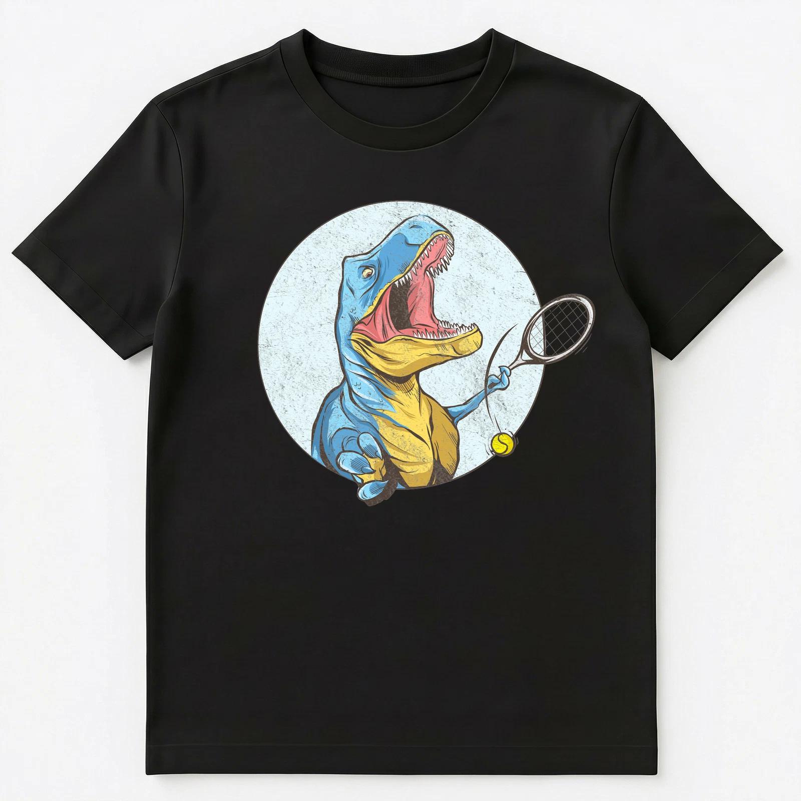 T Rex Playing Tennis Graphic Unisex T-Shirt 3XL
