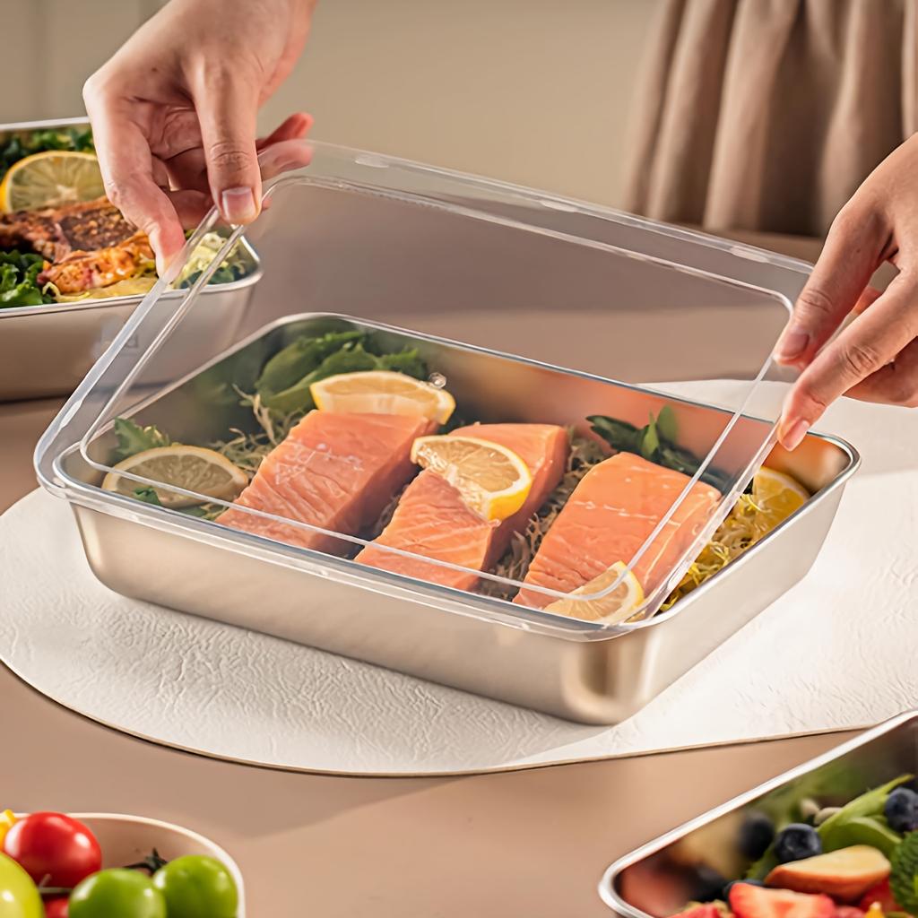 Stainless Steel Food Containers Leakproof Stackable with Clear Lids For Camping Home Meal Prep