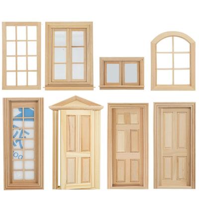 Puppenhaus Diy Mini Tür- und Fenstermaterial Modellzubehör kann bemalt und gefärbt werden Tür- und Fenstermodell