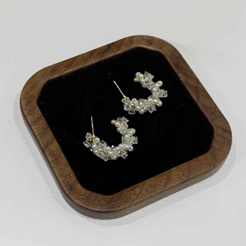 Love & Nancy Sonnet 2025 Korean Style Zircon Silver Needle Freshwater Pearl Luxury Stud Earrings