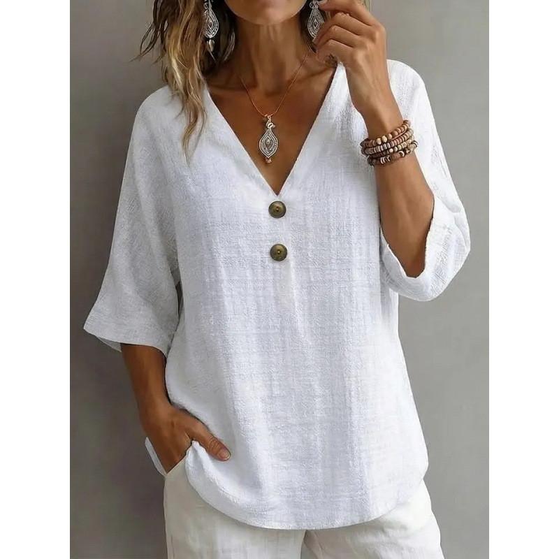 Geometric Pattern Womens Casual T Shirt With V Neck And Short Sleeves For Summer Wear