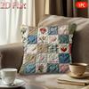 Double Sided Vintage Patchwork Heart Flower Pillow Cover Boho Quilted Print Soft Throw Pillow Case For Home Decor Gift