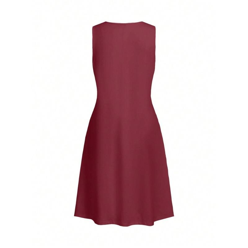 Vestido feminino plus size de verão estampado sem mangas gola redonda vestidos midi
