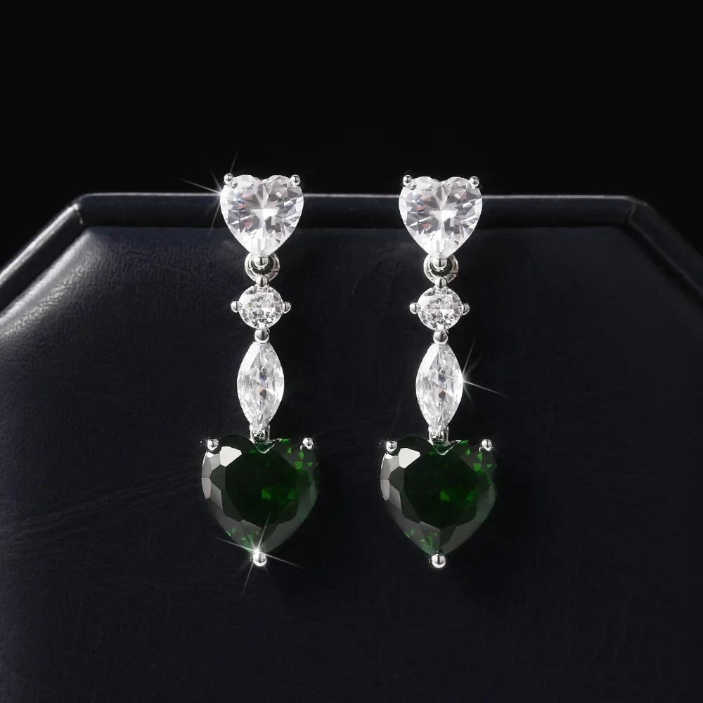 2026 New Style Fashion Green Crystal Pendant Earrings for Women's Engagement Party Accessories with Noble Unique Zircon