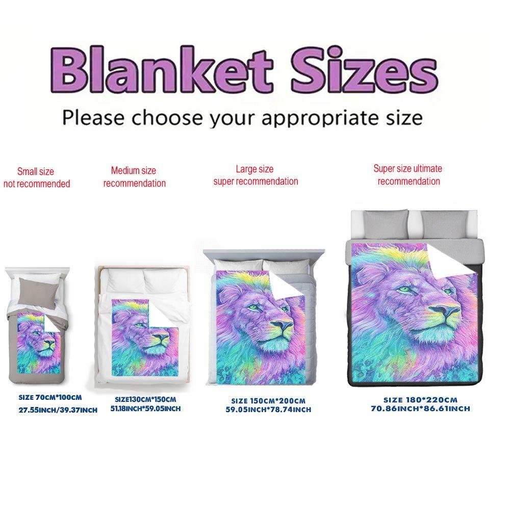Rainbow Lion Flannel Throw Blanket – Vibrant Art Design, Soft Cozy Fleece for Home, Office, Sofa & Car – All-Season Use
