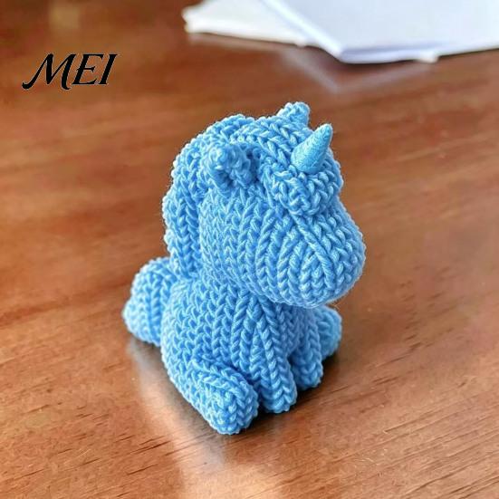 Compact Desktop Figurines 3D Printed Unicorn Figurine with Knitted Texture, Cute Modern Storage Rack Accents Animal Statue, Creative Ornament for Home