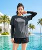 Helingbon [Set] Women'S Layered Short Sleeve Rash Guard & Easy Swim Pants Rc104 Ac900