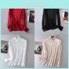 Silk Long Sleeve T Shirt For Women With High Neck And Breathable Fabric For Office Wear