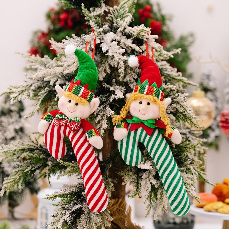 Fabric Elf Enchanting Hanging Decoration For Christmas Featuring Adorable Cane Candy