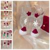 Snowman Merry Christmas Earrings Star Xmas Earrings Studs Fashion Pearl Plush Pendant  Xmas