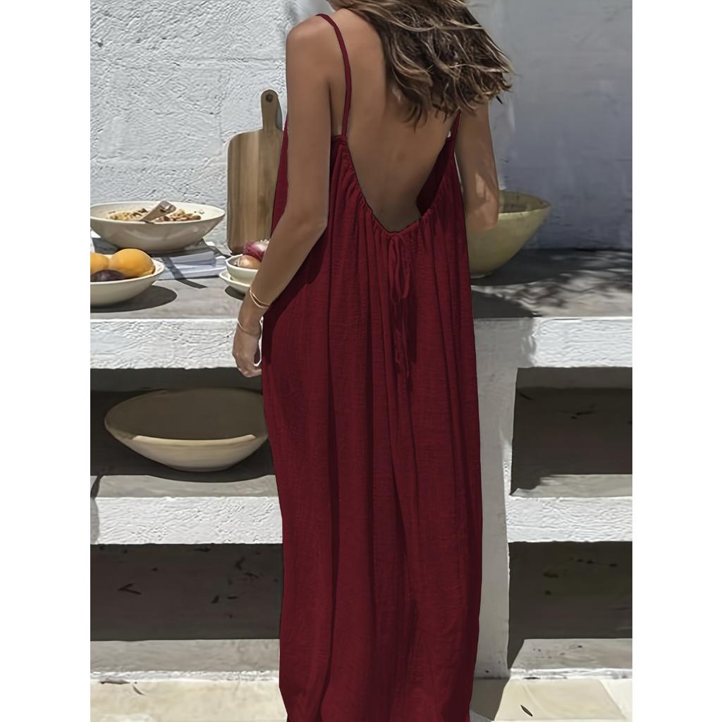 New Women's Backless Loose Long Cami Homewear Dress
