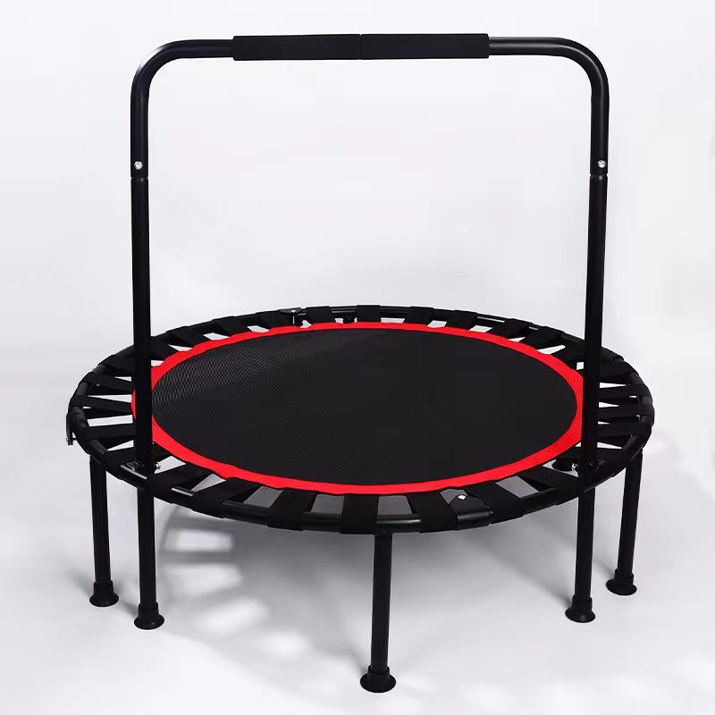 40" Round T-Handle Folding Indoor Trampoline for Kids with Handrail