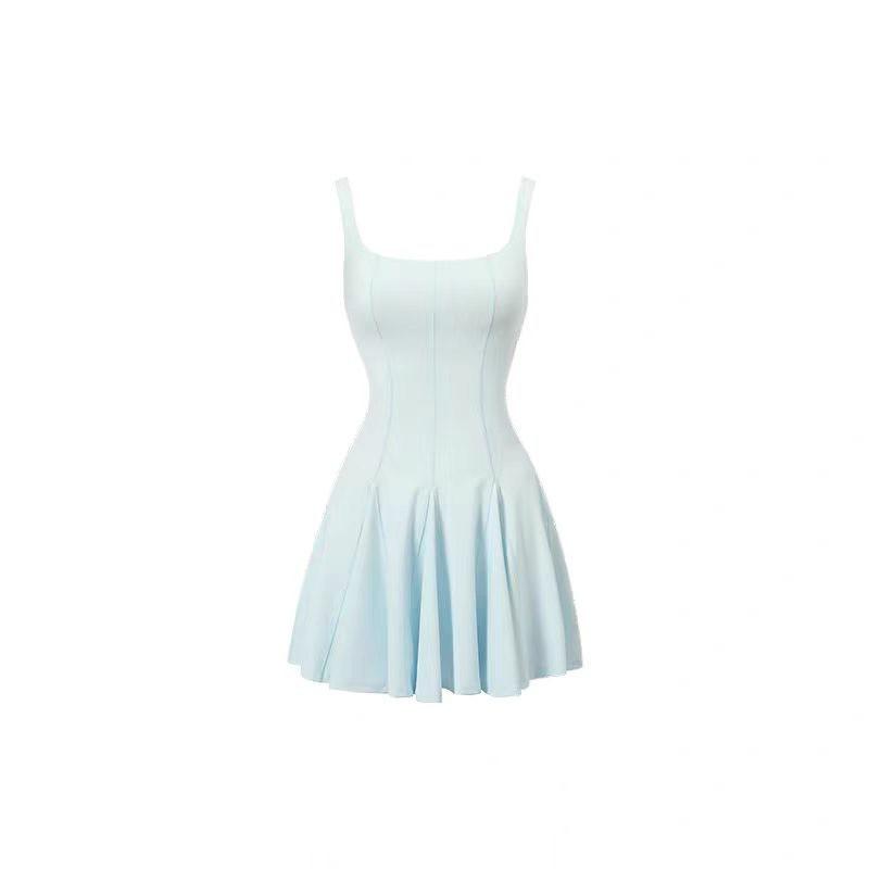 Womens Tennis Dress With Built-in Bra Pad Breathable Mesh Panel Flowy Skirt Hem Yoga Badminton Sport
