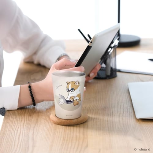 Mofusand 2-Way Vacuum-Sealed Tumbler, Medium, "Cat Parfait" Design, Office/Work Desk Cup with Insulated Function, Cute Cat Design (53-2037)