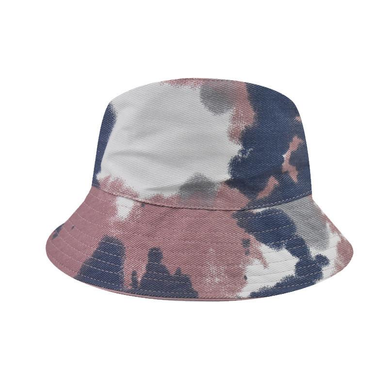 

Cotton Bucket Hat With Large Brim And Tiedye Design For Summer Sunshade PinkBlue