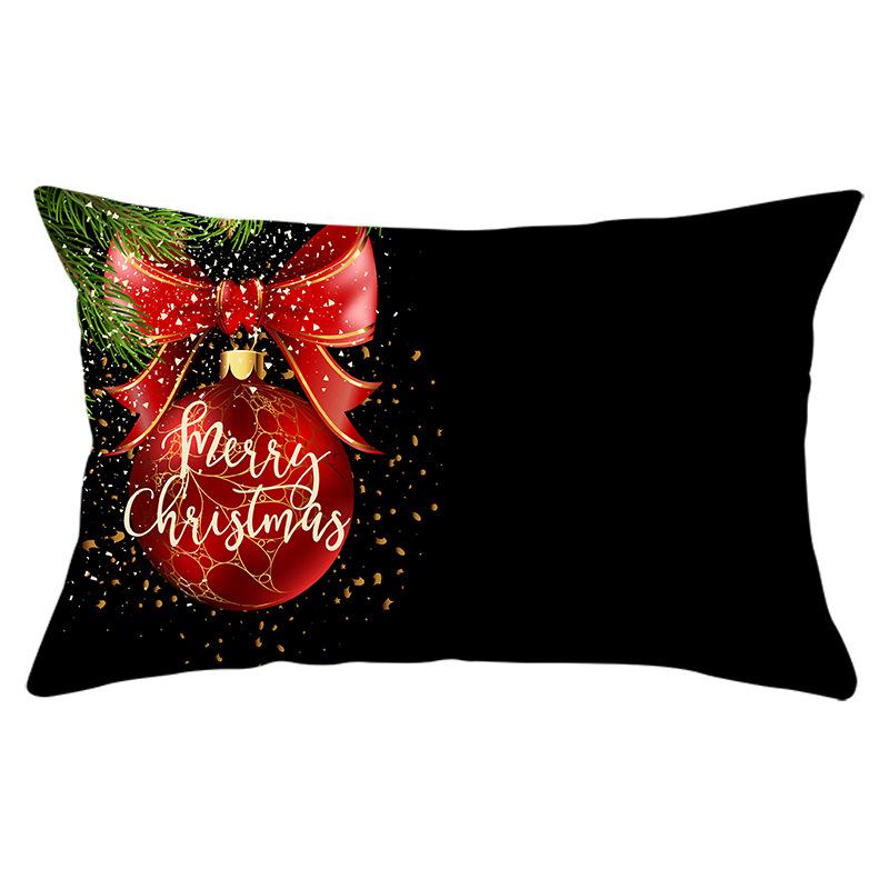 Green Series Christmas Peach Skin Printed Waist Pillowcase Square Sofa Pillowcase Office Pillowcase