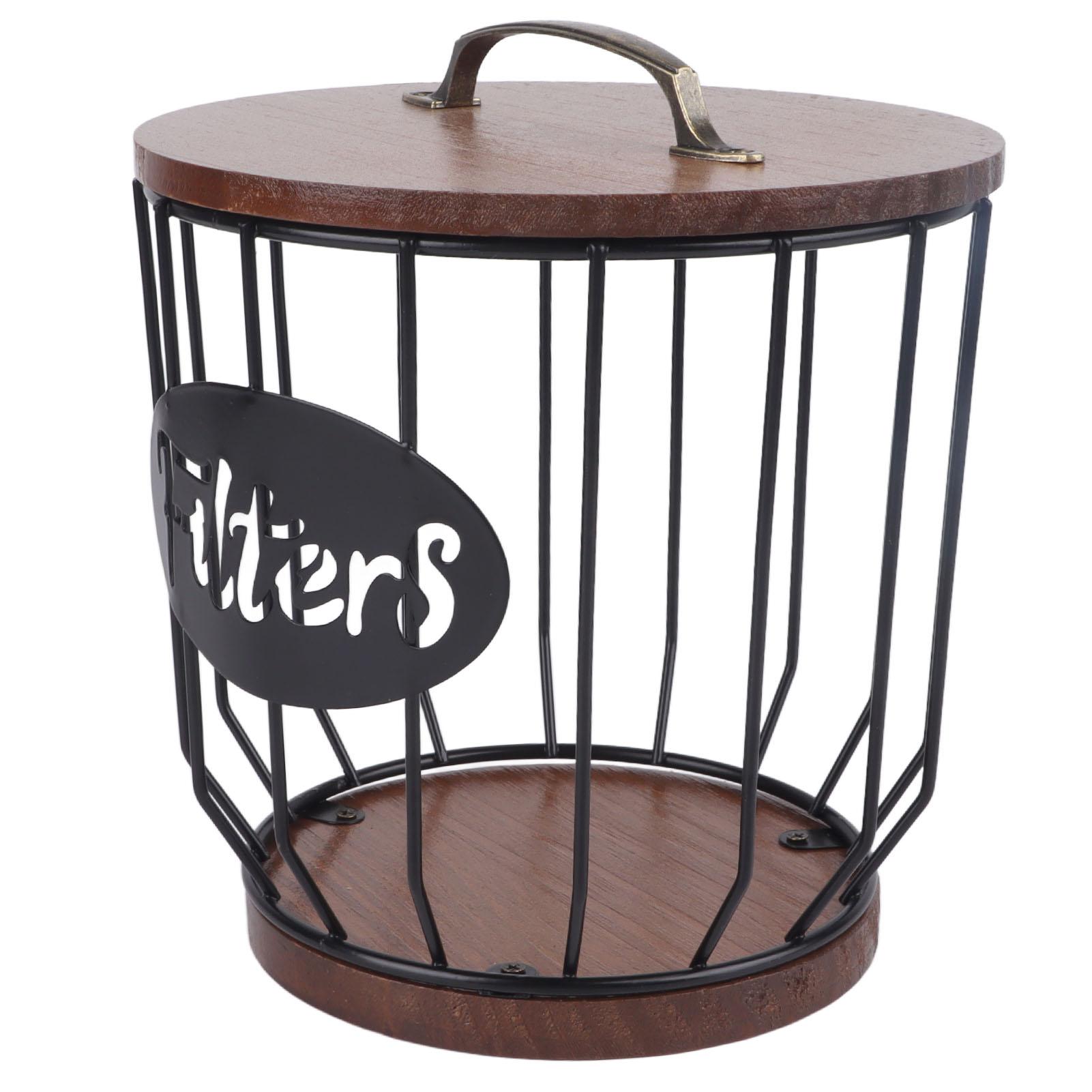 

Rustic Coffee Filter Holder with Lid Coffee Filter Storage Container Coffee Pod Holder for Counter Coffee Bar