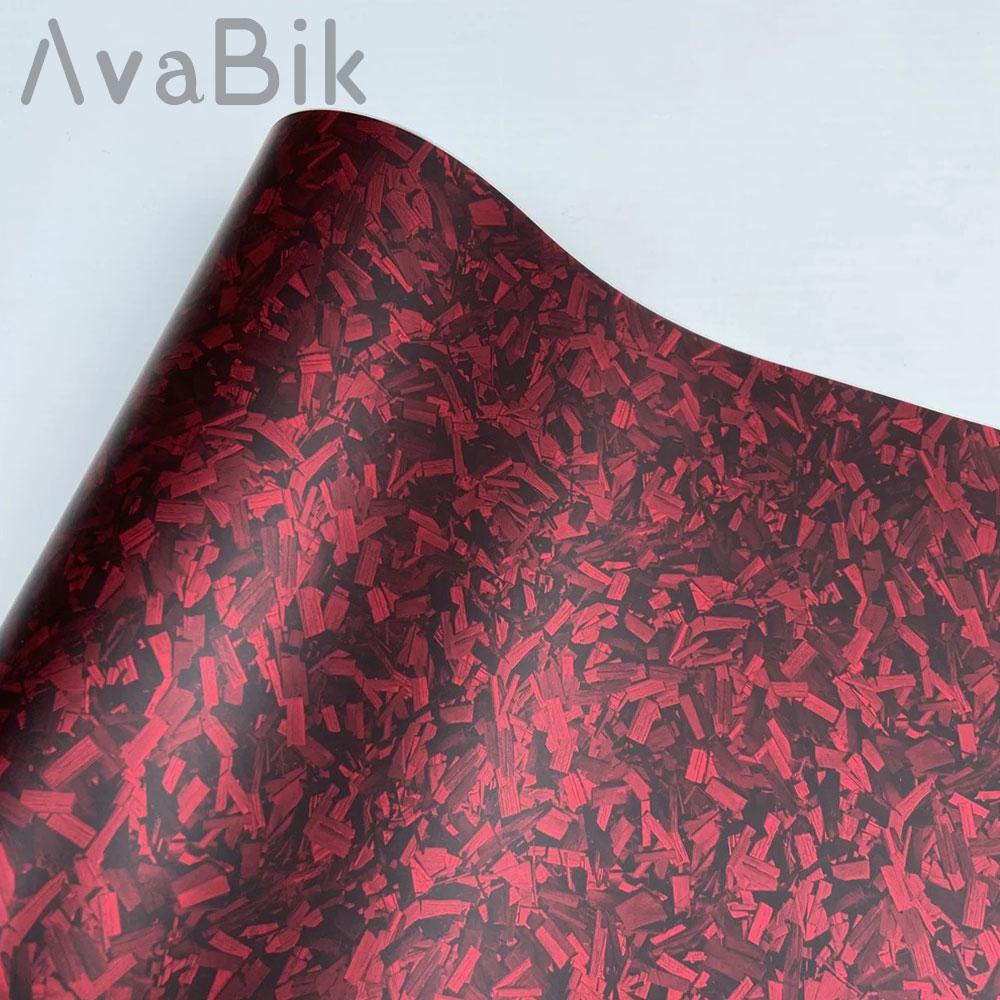 

PET Matte Red Forged Carbon Film Vinyl High Quality Car Wrap Protective Sticker With Air Release Vehicle Exterior Cover Stickers 20CMX152CM