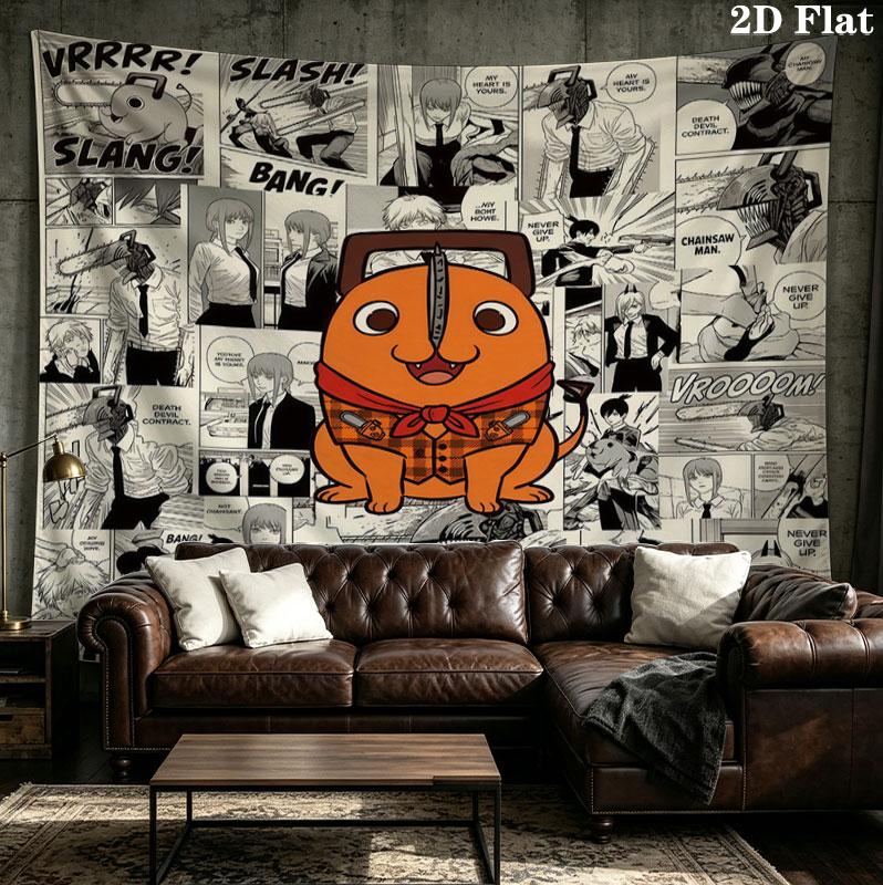 Tapestry Ścienne Chainsaw Man Estetyczna Dekoracja Ścienna Drukowany Materiał Koc Dekoracyjne Tapiserie Do Sypialni Salonu Wystrój Domu