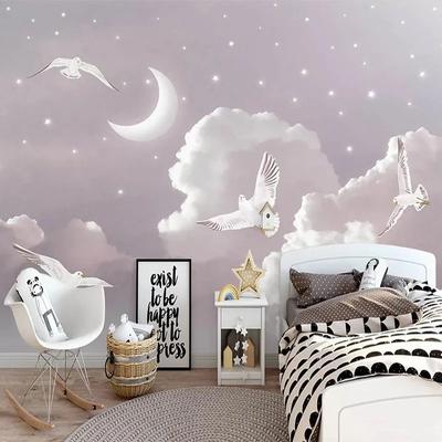 3D Tapete Nordischer Stil Sternenhimmel Mond Wandbild Kinderzimmer Innenhintergrund Wohnkultur Hintergrund Tapete