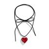 Heart Pendant Necklace With Leather Chain For Women Fashion Accessory