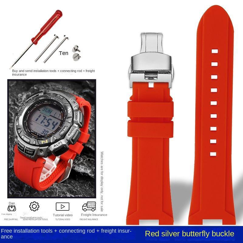 Pro Casio PRG-240 PRG-130Y/T PRW-1500 PRG-130 Pryskyřice Silikon Konkávní Gumový Řemínek na Hodinky s Nářadím Sportovní Řemínek Příslušenství