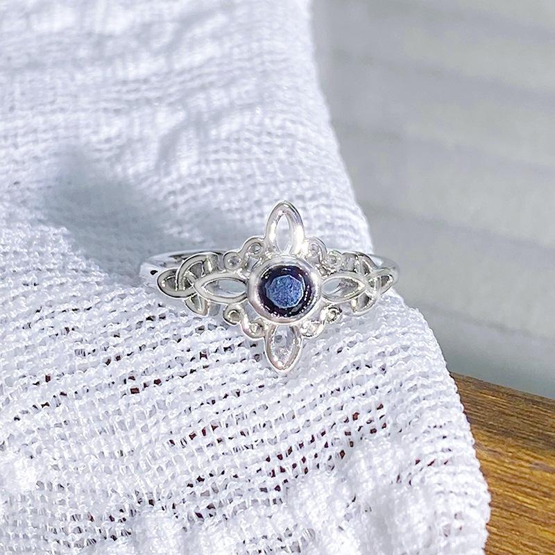 Geometric Celtic Knot Black Diamond Row Diamond Zir*****Pen Ring Niche Light Luxury High Sense Stacked Ring Woman Adjustable opening