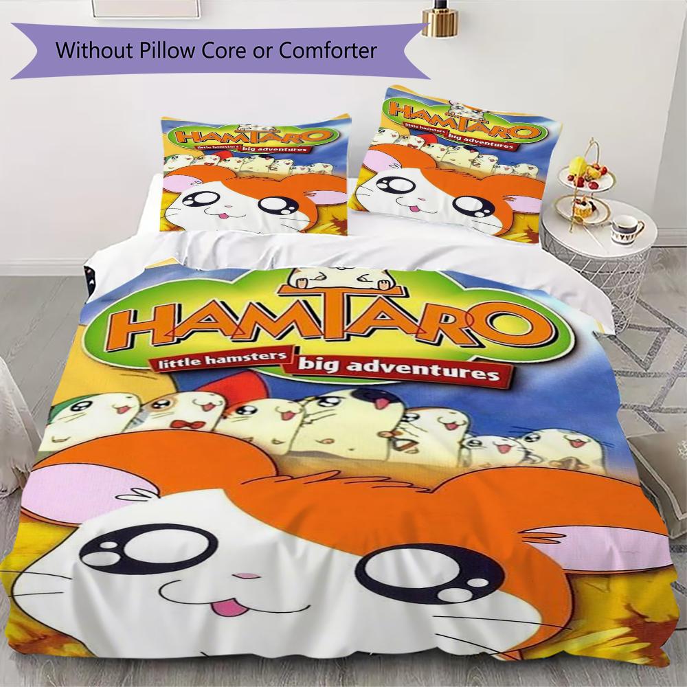 Set Copripiumino Trapuntato con Fantasia Hamtaro Copripiumino Federa Decorazione per la Casa Regalo di Compleanno (1 * copripiumino + 2 * federe senza imbottitura)