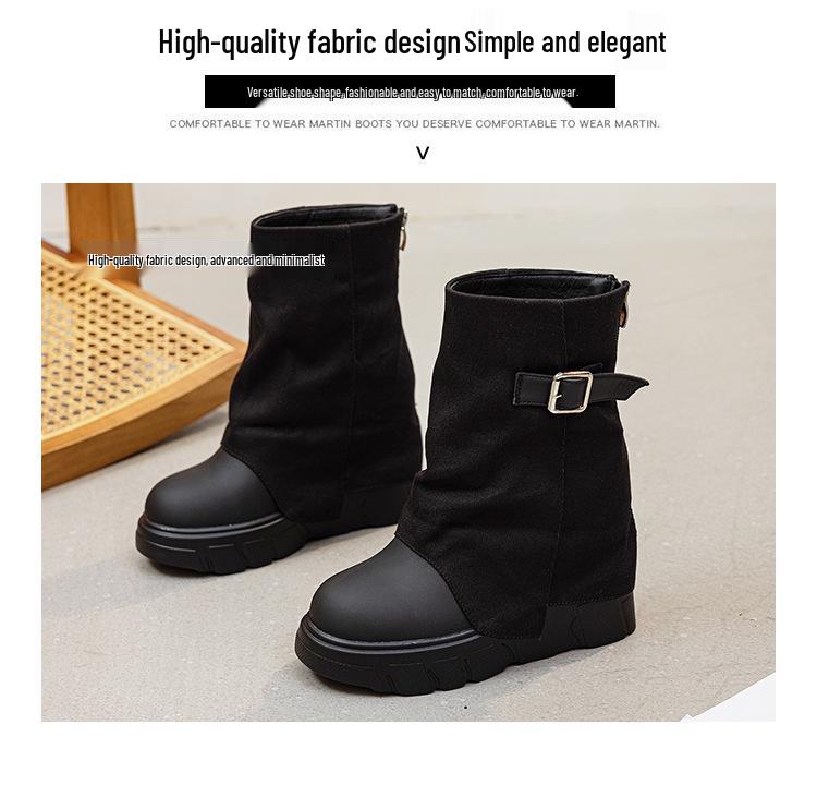 Women's Thick-Soled Belted Boots, Height-Boosting & Versatile, 2025 Autumn/Winter Collection