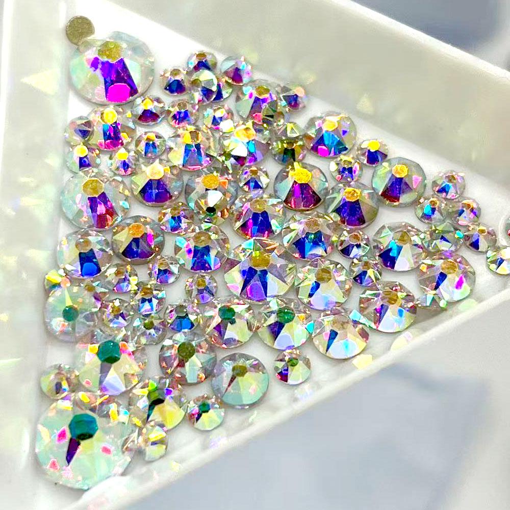 Austrian 2088 Crystal 10 Gross Packing 16 Facets Flat Back Non Hot Fix Crystal AB Rhinestones for Dress and Nail Arts