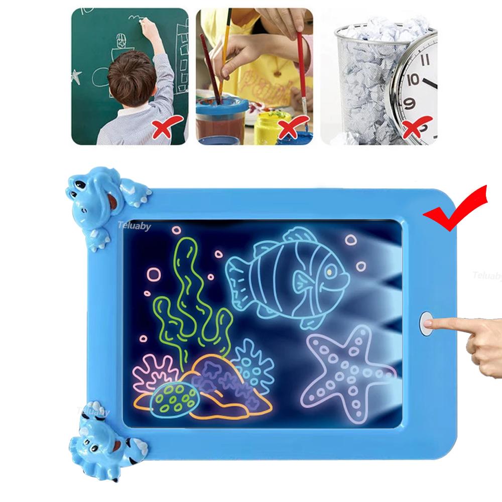 Magicpad Drawing Tablet Kids Luminous Blackboard LED Screen Painting  Pad Cartoons Writing Message Board Educational Toys