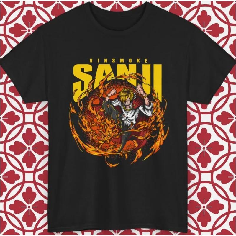 Summer Japanese Anime One Piece Vinsmoke Sanji T-shirt Men Women Short Sleeve Oversize Casual Tee Cotton Unisex Streetwear Loose