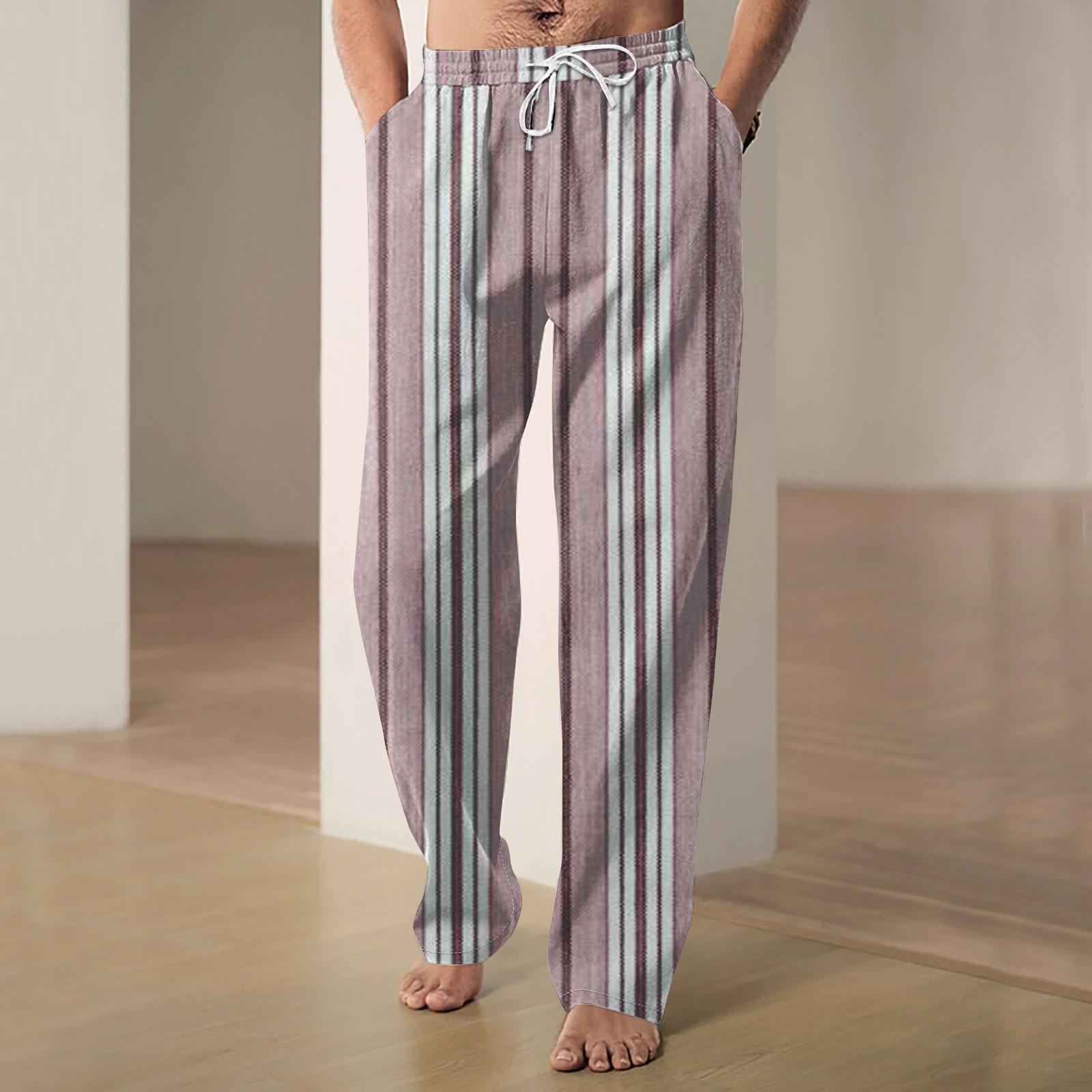 

Мужские повседневные свободные и удобные повседневные брюки, хлопковые льняные брюки с принтом на шнуровке XXXXXL арбуз красный