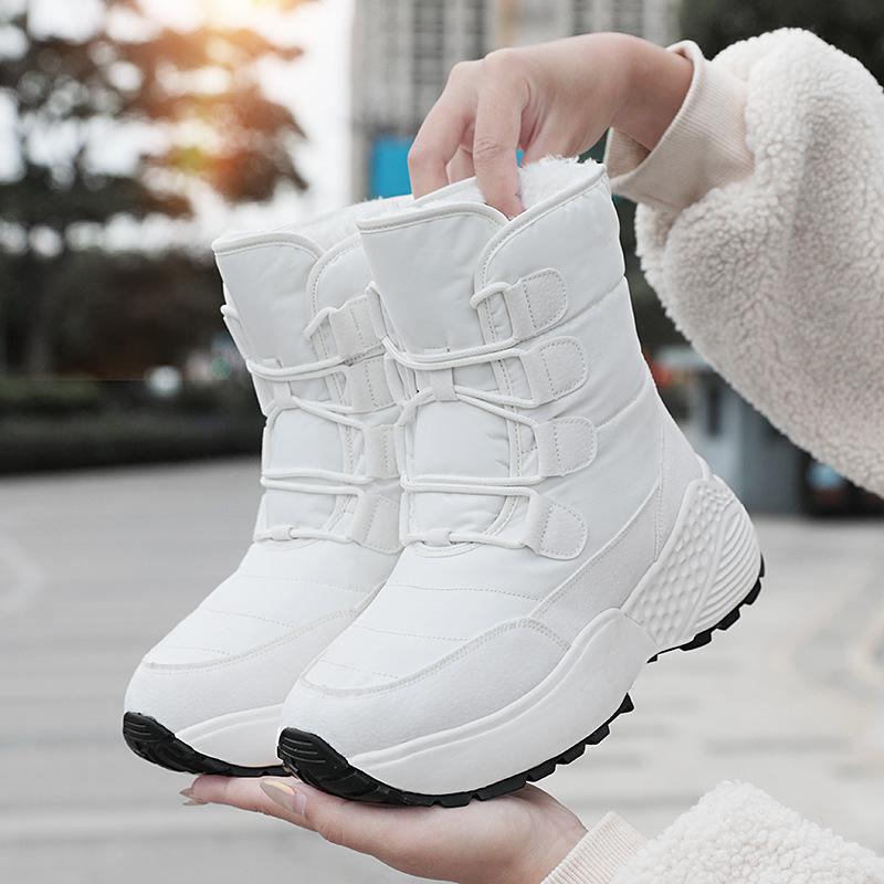 Women's boots autumn and winter new cotton boots outdoor high-top velvet warm thick-soled cotton shoes snow boots women